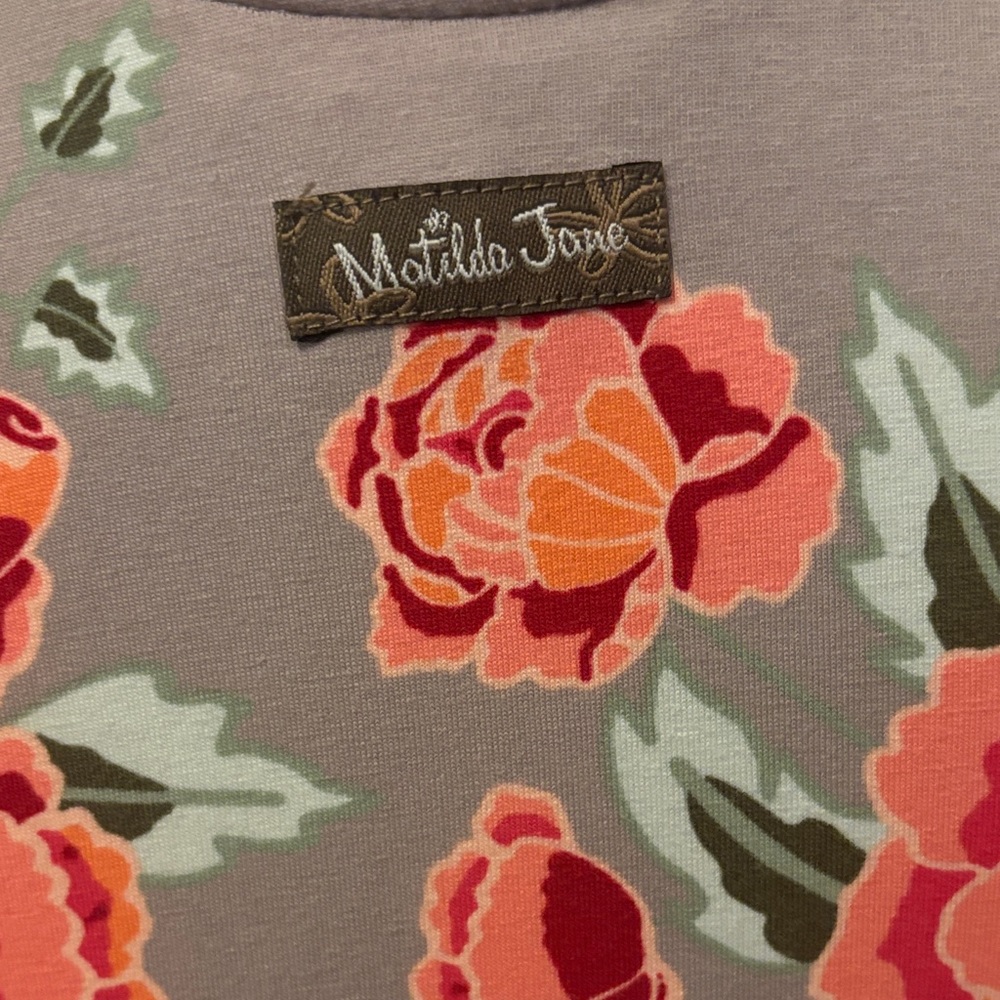 Matilda Jane Gray Dress with Pink Floral Design- Small - Picture 6 of 9